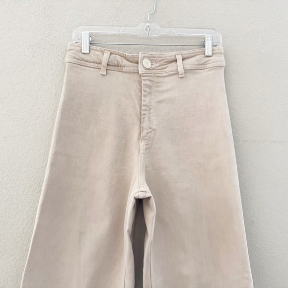 Zara The Marine Wide Leg Jeans 8 Tan Denim Stretch Casual High Rise Minimalist - Picture 8 of 12
